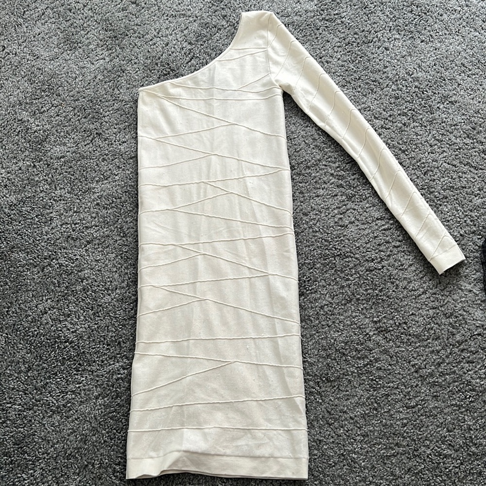 Sexy off the shoulder one sleeve spandex dress